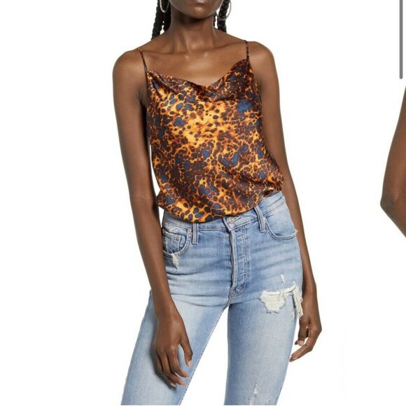 WAYF Siren Cowl Neck Camisole Slinky Tortoise - Picture 1 of 8